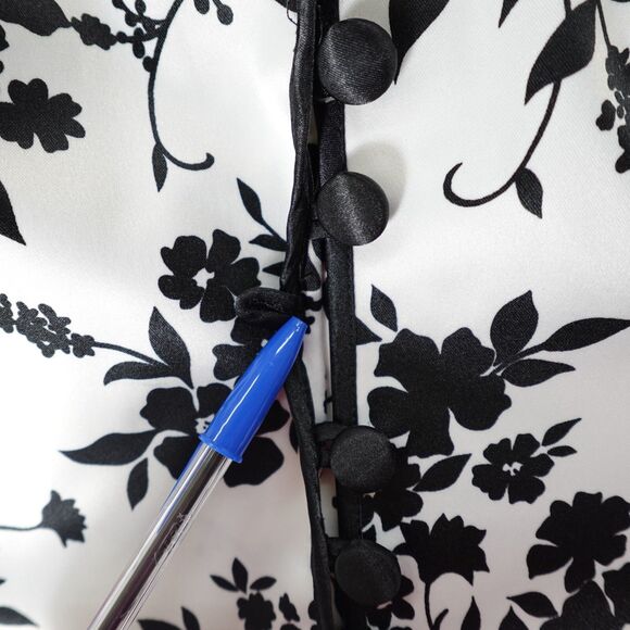 Dressbarn Oriental Jacket Womens Sz 14w Asian Style White w/ Black Floral Lined - Picture 5 of 16